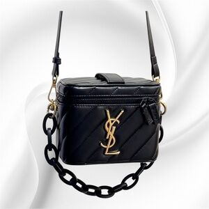 YSL Beauty Makeup Cosmetic Vanity Bag- Gold